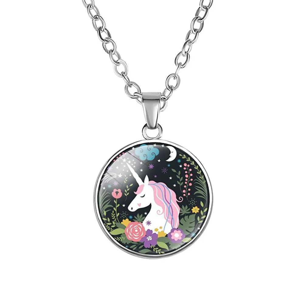 Круглые украшения в виде животных 10 шт. посеребренное ожерелье с подвеской