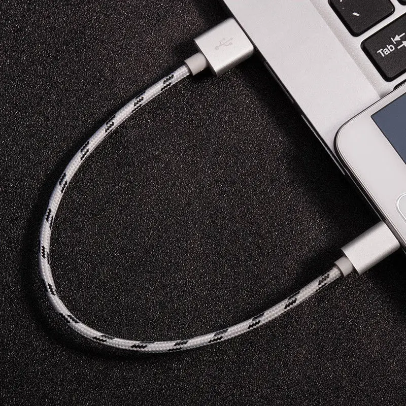 200 шт/партия 1FT короткий плетеный кабель для быстрой зарядки Micro USB 2 0 зарядный samsung
