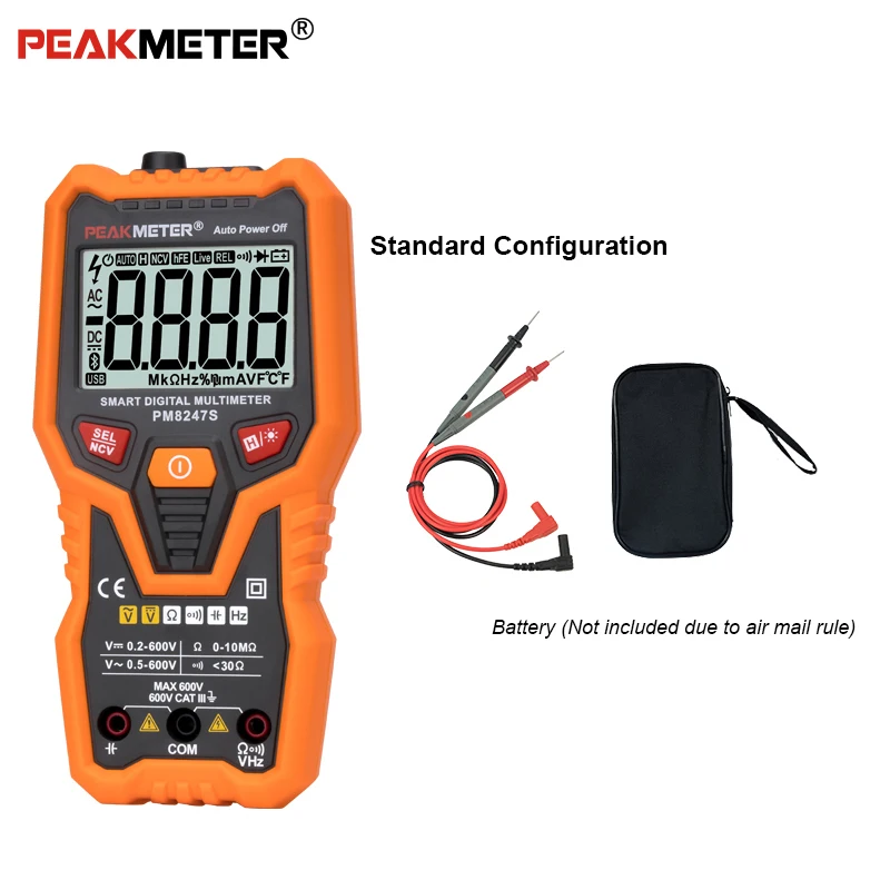 PEAKMETER PM8247S Smart AutoRange Профессиональный цифровой мультиметр Вольтметр с NCV частотной