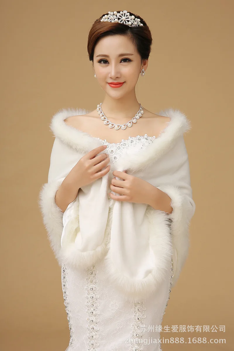 Белая Шаль из искусственного меха вечернее Болеро Свадебная женская накидка