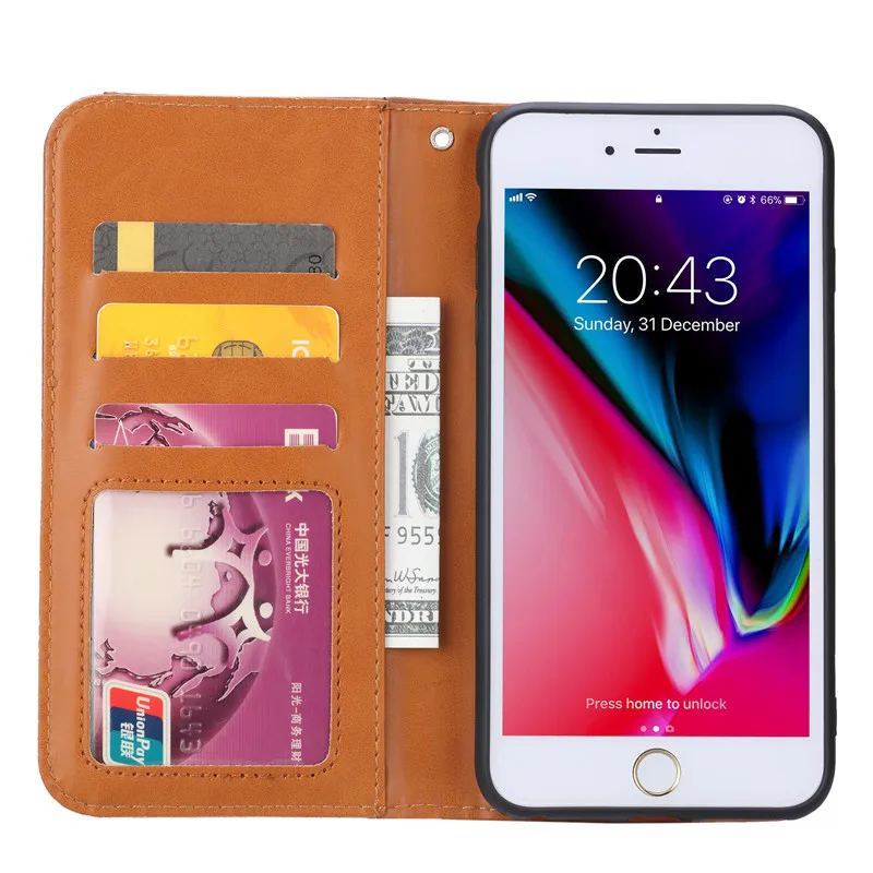 Роскошный флип-чехол для iPhone 6 6S 7 8 Plus Модный чехол IPHONE чехол-портмоне из