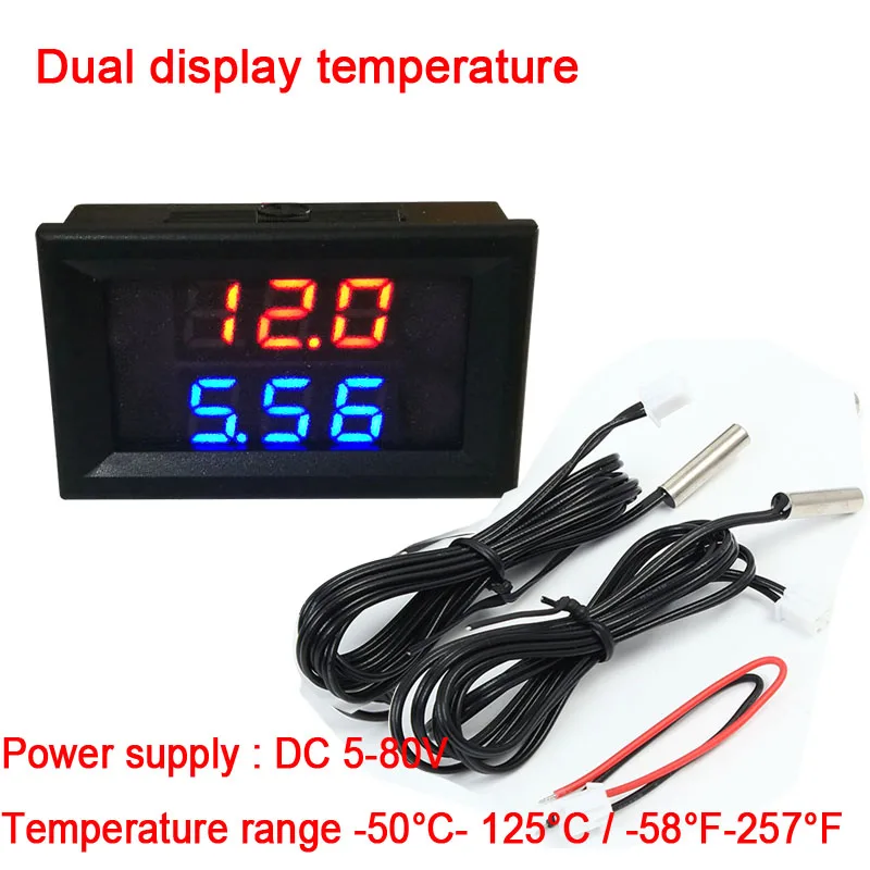 Двойной дисплей термометр цифровой led температура Цельсия по фарену для 5 в 12 В 24 48