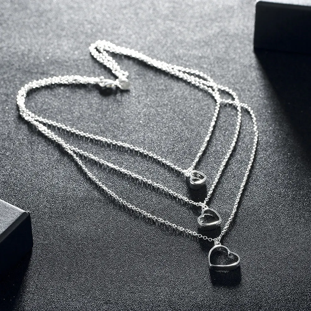 Fashion Party Three Hearts Necklace Women Jewelry Chain Choker for Pendant Necklaces Gift Men and | Украшения и аксессуары