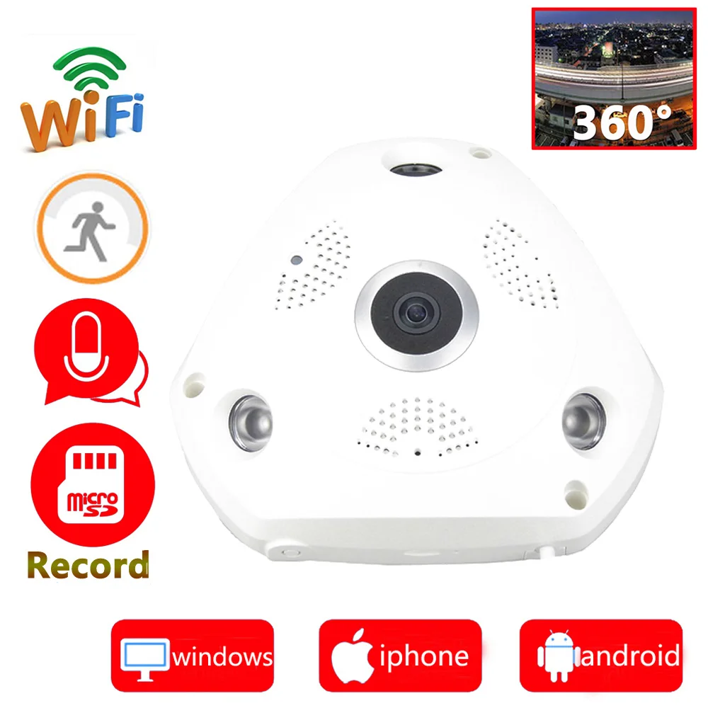 

Панорамная камера видеонаблюдения, 720p HD, Wi-Fi, беспроводная, с поддержкой micro sd карты