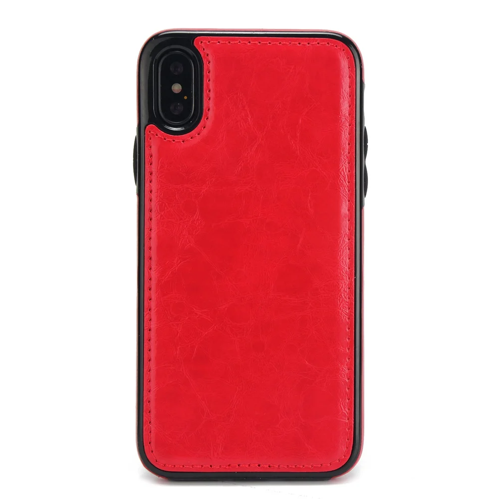 KISSCASE из искусственной кожи чехол для iPhone 6 6s 7 8 X XS MAX XR Автомобиля Магнит мобильного телефона чехол для iPhone 8 6 5 5S SE чехол Fundas чехол на айфон se 5s чехол на айфон 7 - Цвет: Red