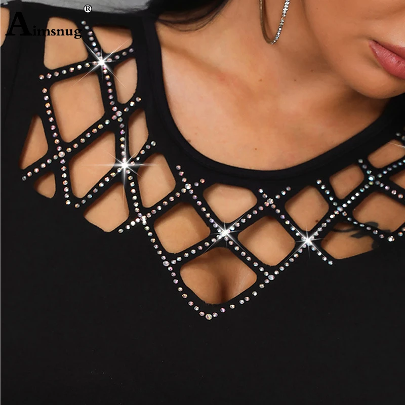 Женская футболка с коротким рукавом круглым вырезом и бусинами|Футболки| |