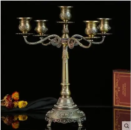 retro 5arm metal canlde holders candlestick for birthday candle snuffer vintage home decoration ZT171 | Дом и сад