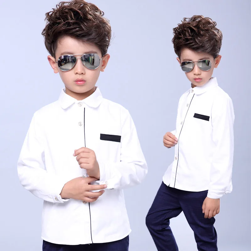 

White Shirts For Boys School Uniform Brand Spring Kids Formal Shirts Cotton Children Clothing Boys Teenage Wedding Shirt S26