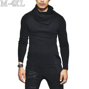 Свитер мужской, с длинным рукавом, нестандартный дизайн, Повседневный, однотонный, весна-осень, 2019, пуловер и свитер для мужчин