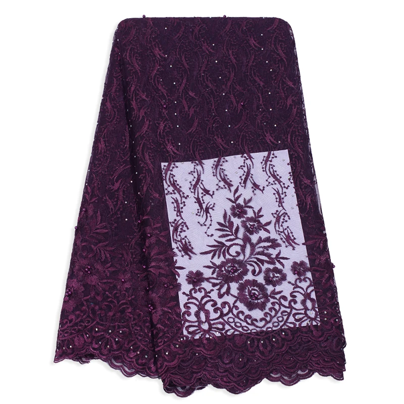 burgundy Новая высококачественная нигерийская ткань кружева белая ткань кружева Стразы французские кружева ткани тюль вышитые ткани с сетчатыми кружевами - Цвет: burgundy
