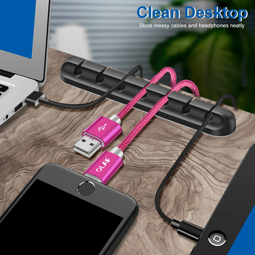 Держатель для USB кабеля OLAF силиконовый органайзер кабелей гибкий держатель с