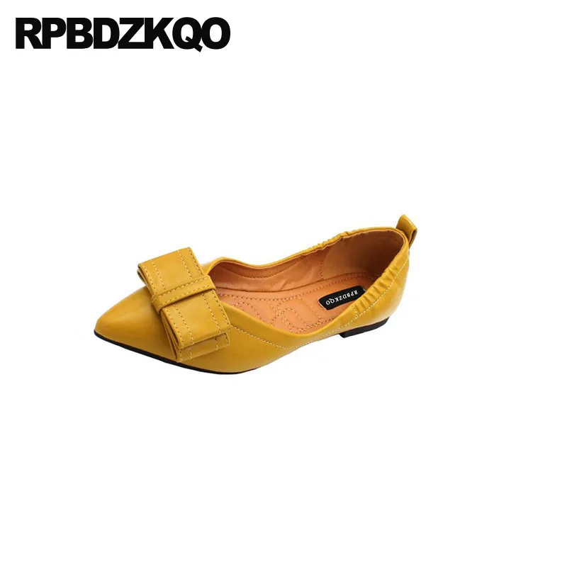 Балетки женские желтые складные с острым носком 2021 | Обувь