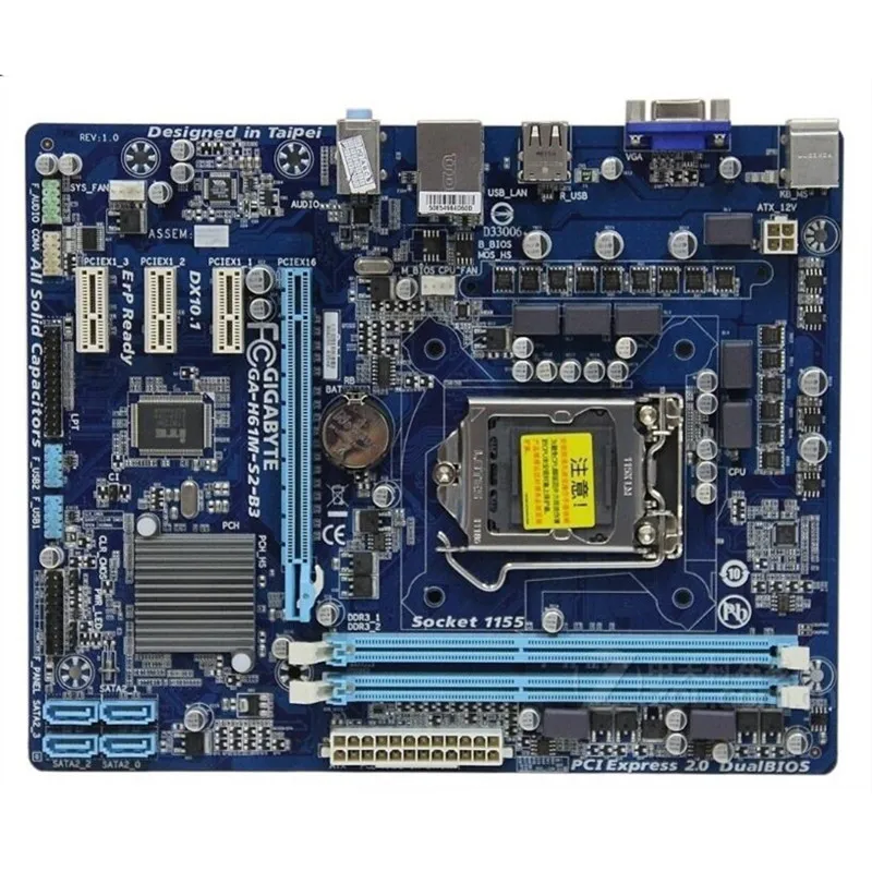 Оригинал для Gigabyte GA H61M S2 B3 настольная материнская плата H61 LGA 1155 i3 i5 i7 DDR3 Micro ATX 100%