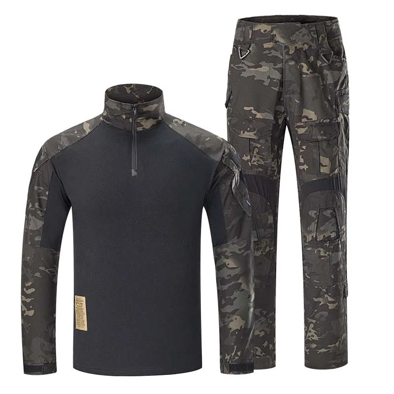 Camo brown НОВЫЕ комплекты военной одежды, Мужская тактическая форма, БДУ, армейский боевой костюм, комплекты, камуфляжные Футболки с длинным рукавом, рабочие брюки-е - Цвет: Camo brown