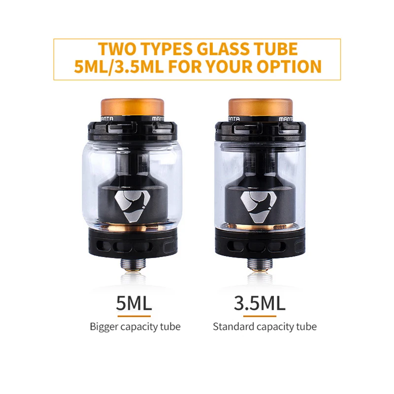 Authentic Advken Manta RTA Tank Atomizer 24mm 5ml/3.5ml Capacity Big Refill Hole 810 drip tip 510 thread electronic cigarette|rta tank atomizer|tank