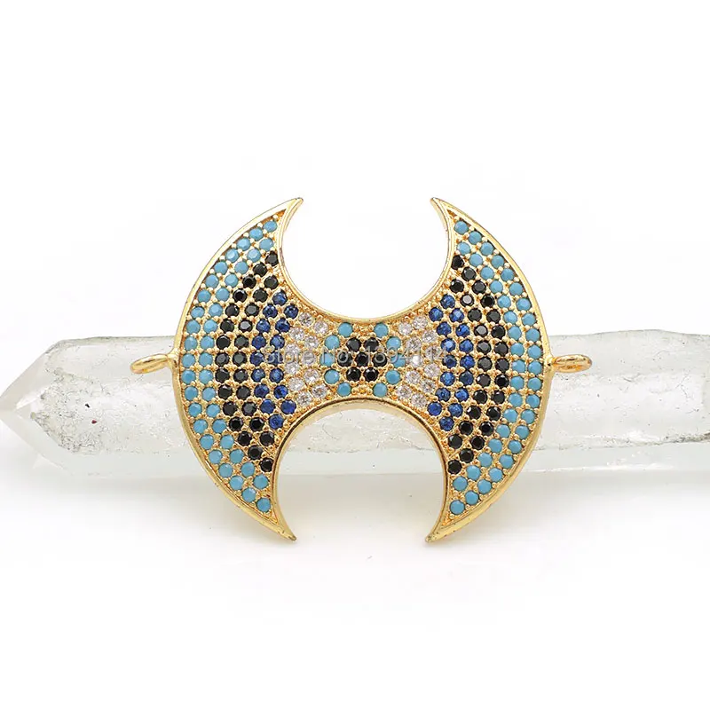 30*25*2 мм Micro Pave Kallaite &amp Black Blue Clear CZ круглые соединители подходят для мужчин и женщин