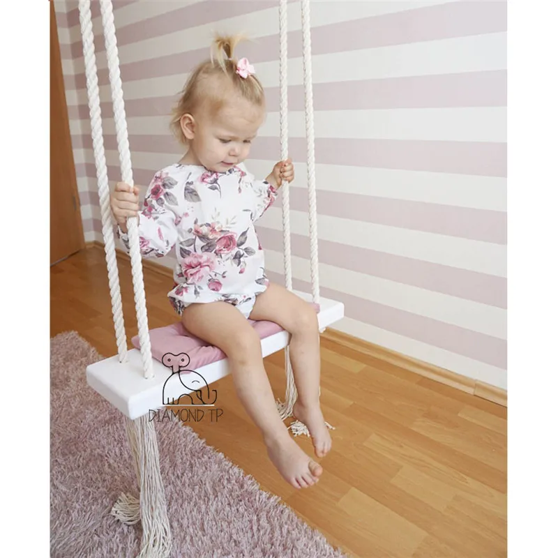 

Детское кресло-качели из хлопка, развлекательные качели из массива дерева, губчатая подкладка, детский реквизит для фотосъемки