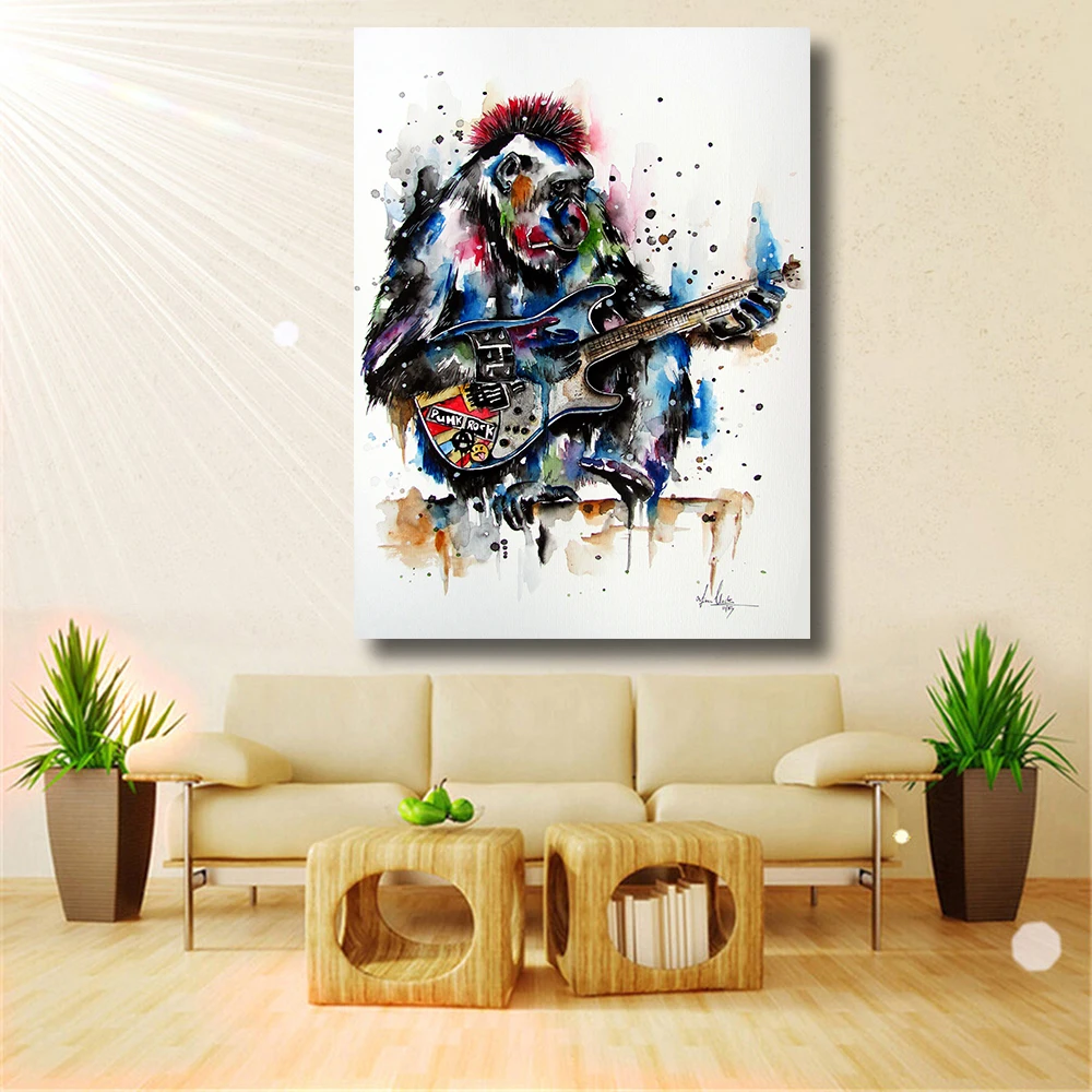 Картина маслом на холсте с изображением животных и гитары|oil painting|paintings on canvasanimal oil