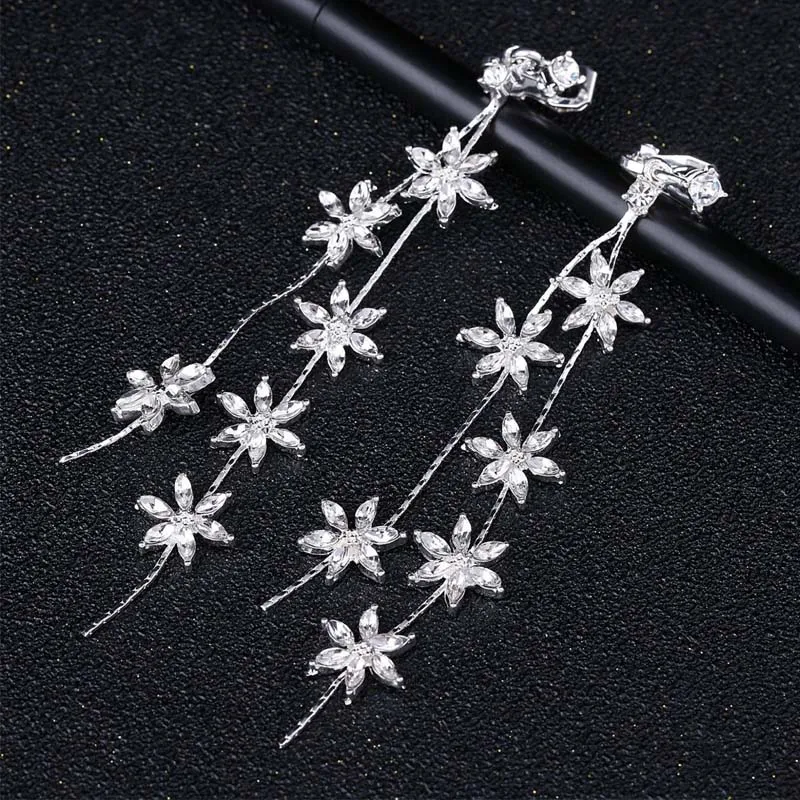 Silver Clip Earrings Барокко кристалл Золотая корона для девочек свадебные аксессуары для волос драгоценные камни свадебная тиара невесты Hairwear для женщин голова принцессы ювелирное изделие - Окраска металла: Silver Clip Earrings
