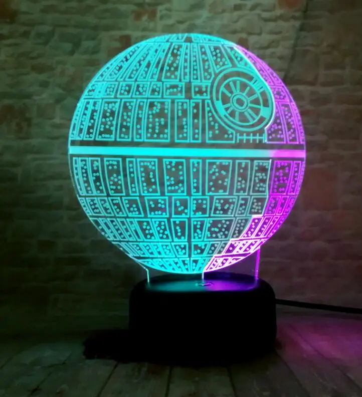 Death Star 5 Горячие Звёздные Войны Пробуждение силы смерти звезда DS-1 платформа последнее великое оружие 3D 7 цветов изменить ночник дети игрушки праздник рождественские подарки - Испускаемый цвет: Death Star 5