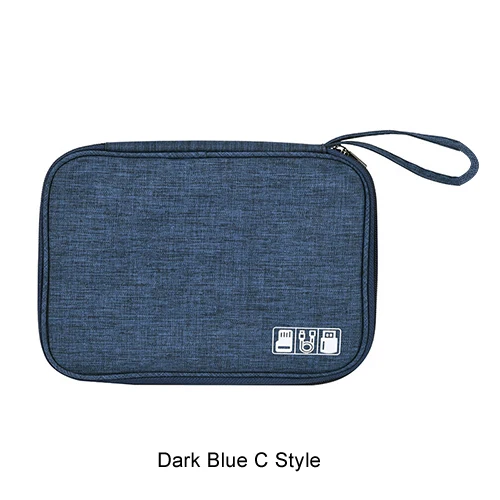 C Style Dark Blue Сумка для хранения кабеля зарядное устройство провод электронный органайзер цифровой гаджет сумка косметический набор Чехол шкаф аксессуары поставки - Цвет: C Style Dark Blue