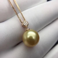 sinya real diamond southsea golden pearl pendant 18k gold necklace choker include au750 gold chains for women mum girls gift