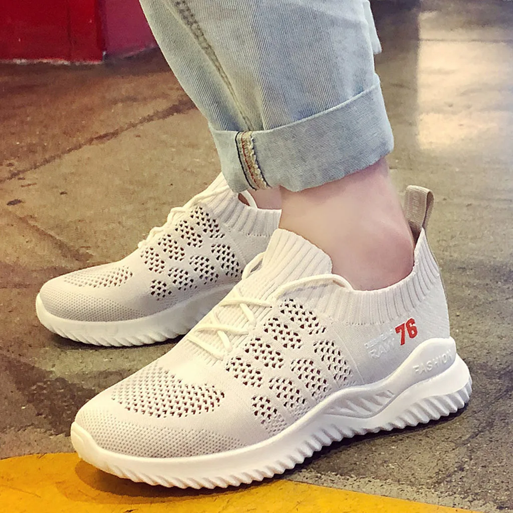 Женская Повседневная обувь Модные дышащие туфли на плоской подошве со шнуровкой