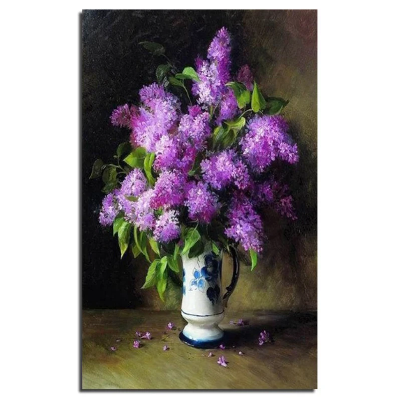 5D DIY Алмазная картина ваза сиреневые цветы полная дрель квадратная вышивка диван