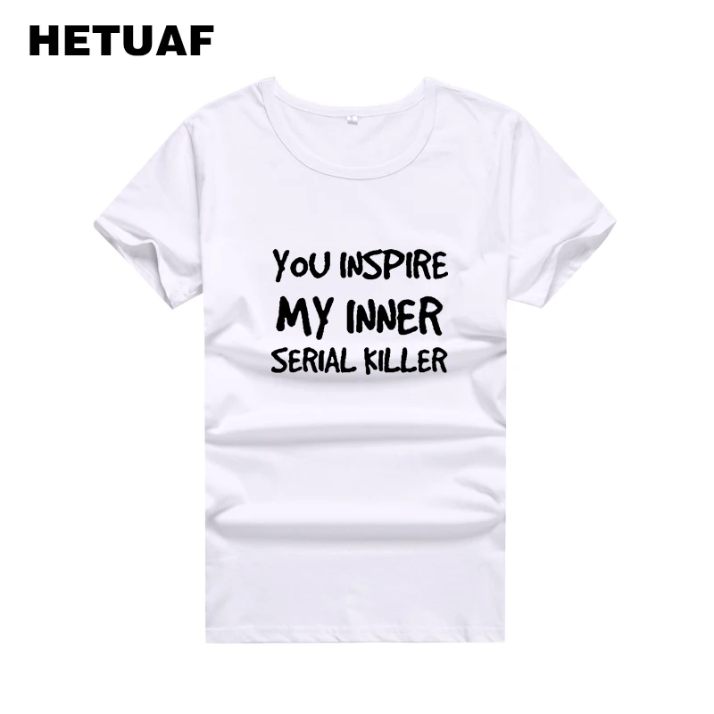 Женская хлопковая Футболка HETUAF YOU MY INNER базовая футболка Харадзюку с круглым