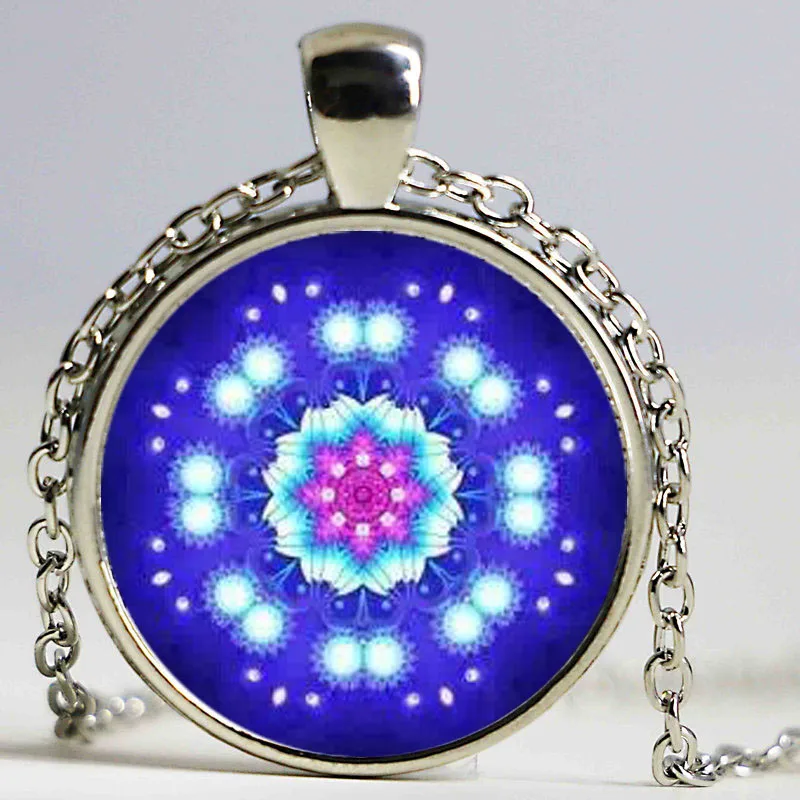 Кулон в виде мандалы Серебряный кулон ожерелье красочный цветной цветок модное