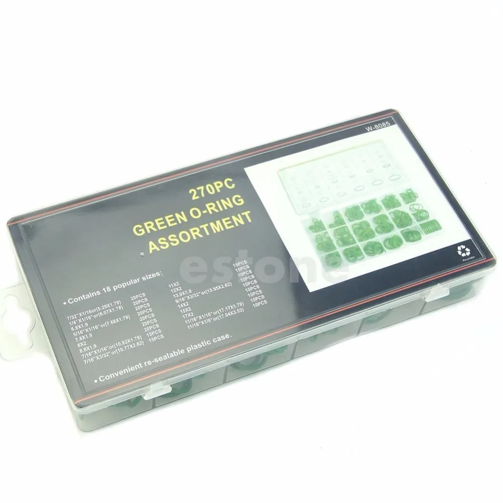 Комплект уплотнительных колец HNBR для кондиционирования воздуха 18 размеров 270 шт.