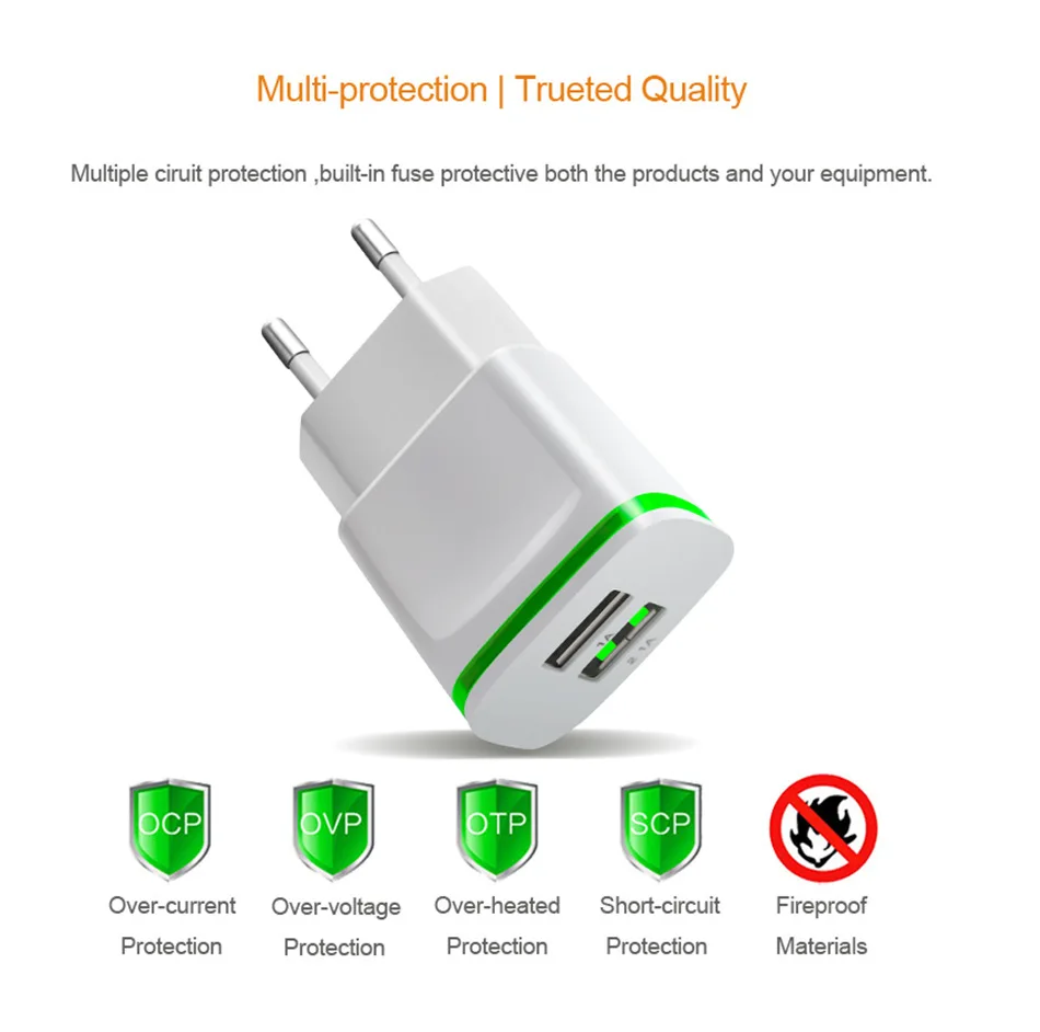 5 В 2.1a Smart Travel двойной 2 USB Зарядное устройство адаптер стены Портативный ЕС разъем