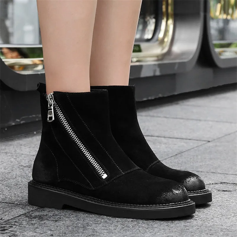 Женская обувь FEDONAS Повседневная Теплая на молнии с закругленным носком толстом