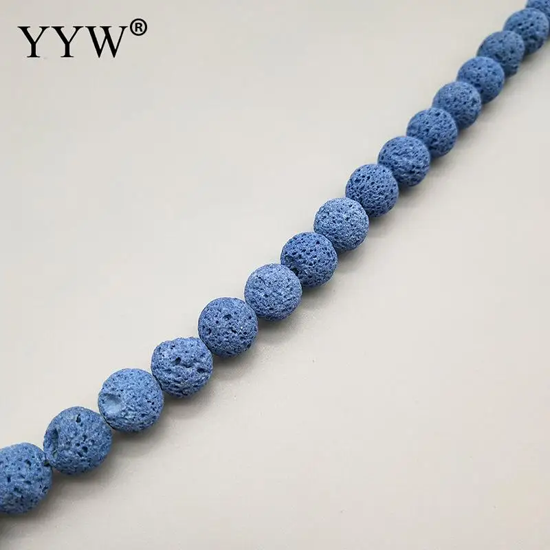 skyblue 6, 8, 10 мм, разноцветные бусины из лавы, бусины из вулканического камня, свободные бусины-разделители для изготовления браслетов своими руками - Цвет: skyblue