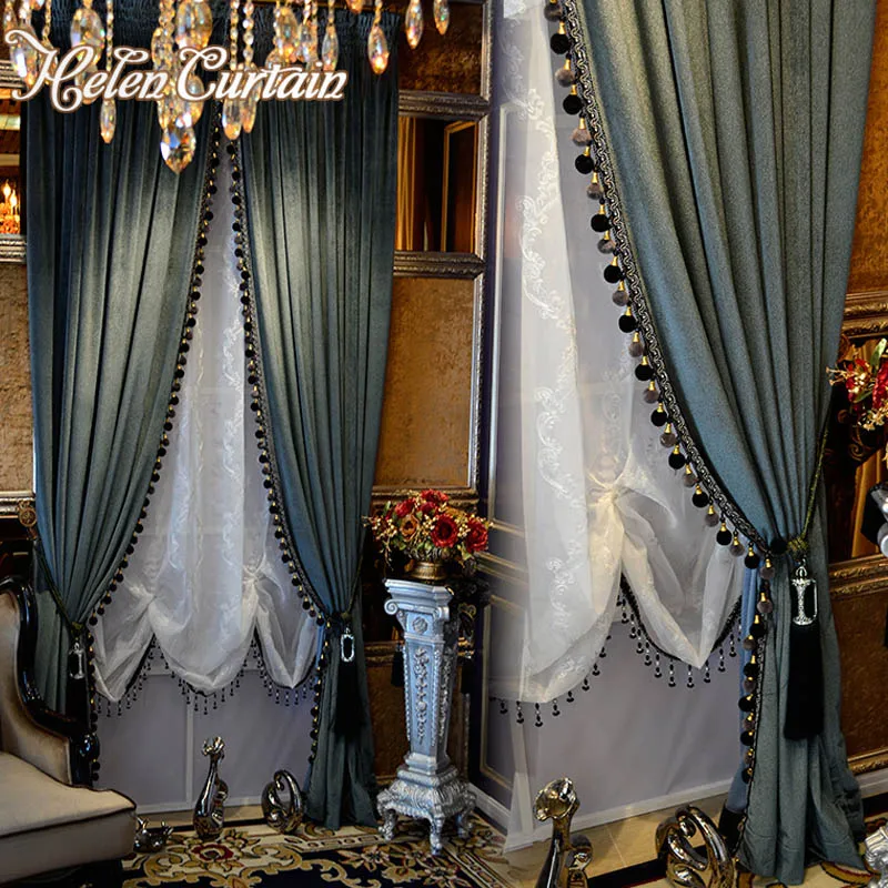 Занавеска в европейском стиле Helen полностью Роскошная Затемняющая занавеска