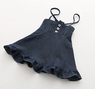 Джинсовое платье на лямках для маленьких девочек повседневный Детский сарафан