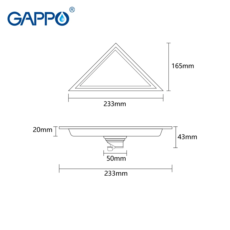 Треугольный сливной фильтр GAPPO из нержавеющей стали для душевой кабины пола с