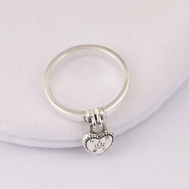 Genuine 925 sterling Silver Love Lock Pendant Ring Compatible with European Jewelry | Украшения и аксессуары