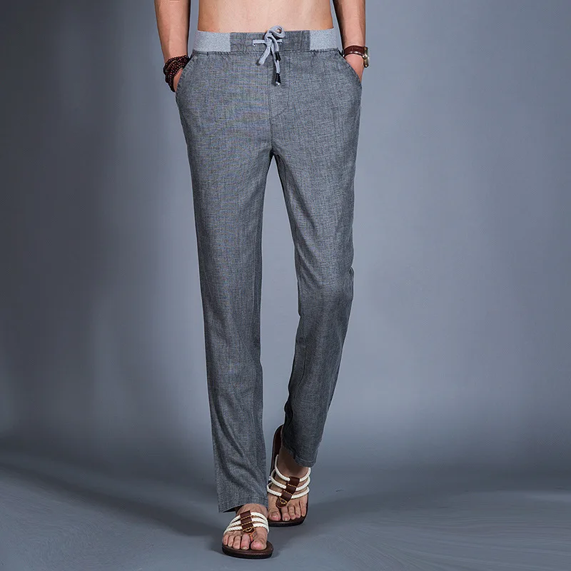 Мужские льняные брюки Uwback повседневные свободные легкие больших размеров 3XL