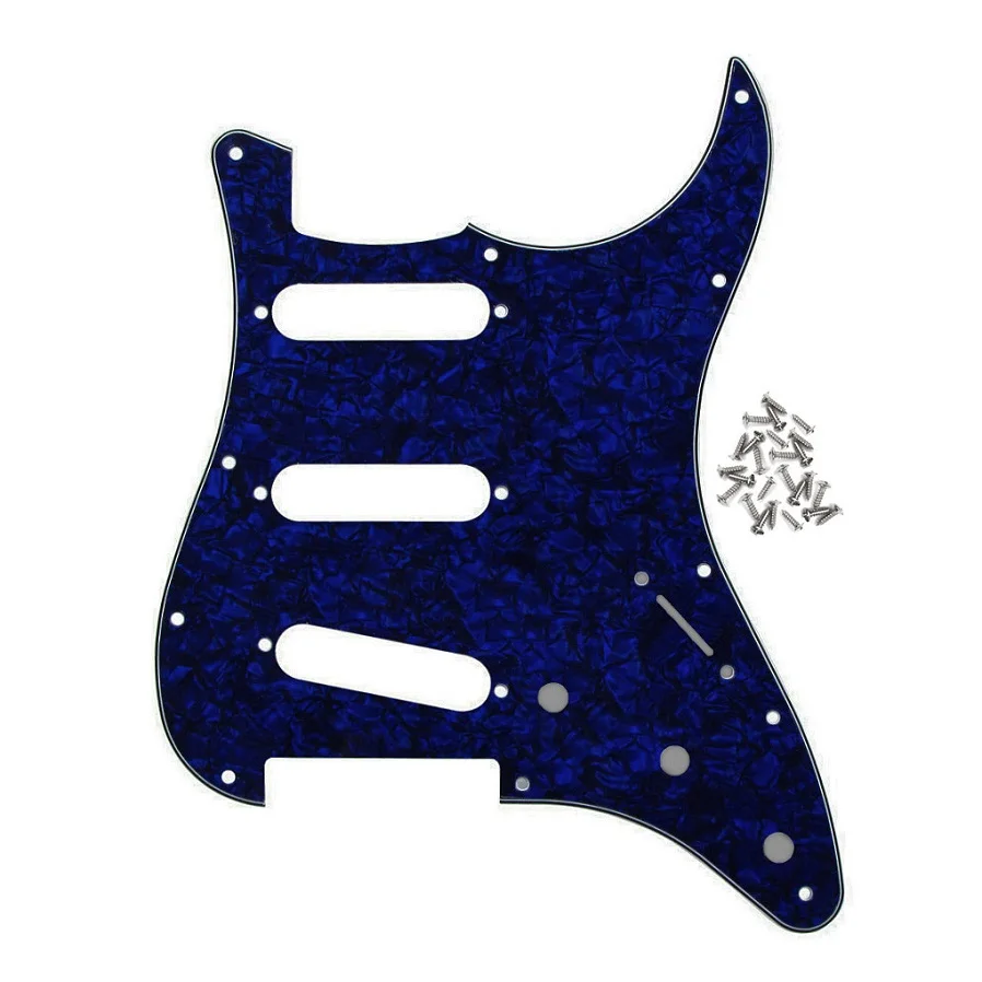 Blue Pearl FLEOR 1 шт. Страт накладка на гитару sss pick Guard Scartch Plate w/pick guard винты для 11 отверстий гитарных частей, 20 цветов на выбор - Цвет: Blue Pearl