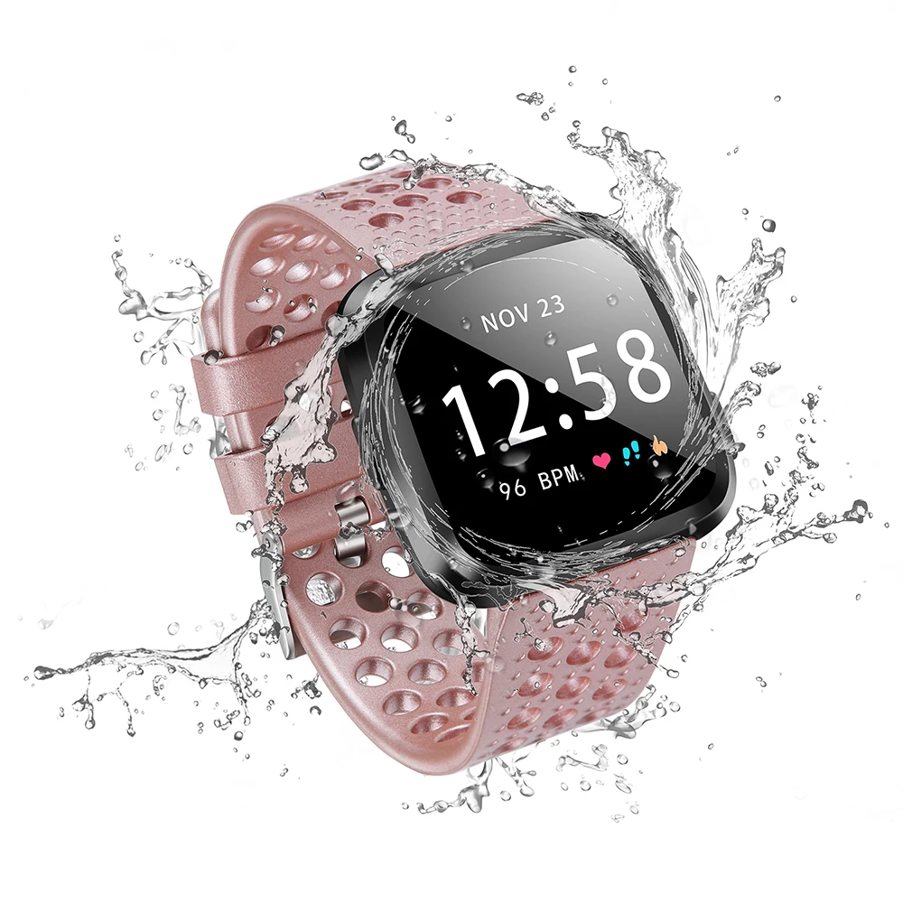Силиконовые смарт-часы ремешок repelacement для Fitbit Versa Lite розовое золото мягкий