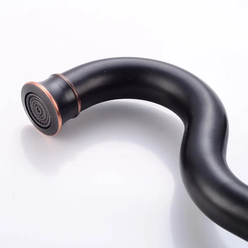 

Tall Vessel Sink Faucet Black Bathroom Sink Mixer Tap Oil Rubble Bronze Faucets Hot and Cold Water