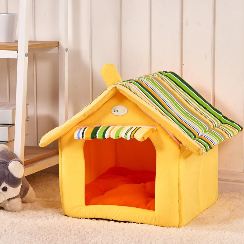 Новый Модный Полосатый съемный коврик домик для собак кровать маленьких средних - Фото №1