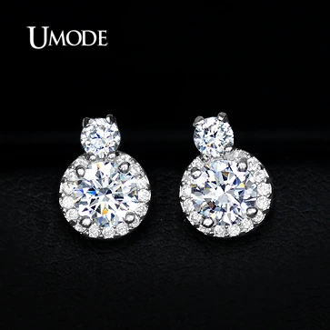 UMODE Позолоченные небольшие серьги гвоздики с 0.5см и 0.3см цирконием Новинка Серьги
