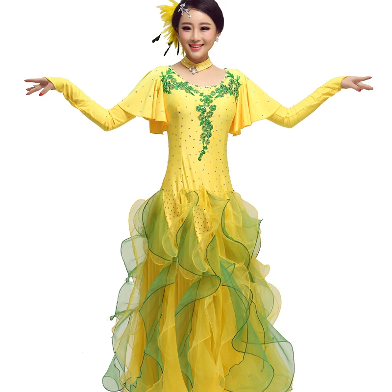 Современные костюмы платье для бальных танцев юбка выступлений танцевальное