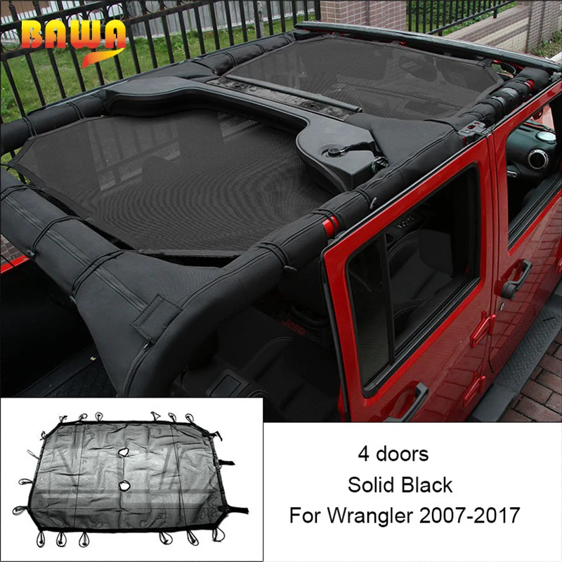 BAWA Солнцезащитная сетчатая верхняя крышка для Jeep Wrangler JK JKU 2007 2017 УФ защита от