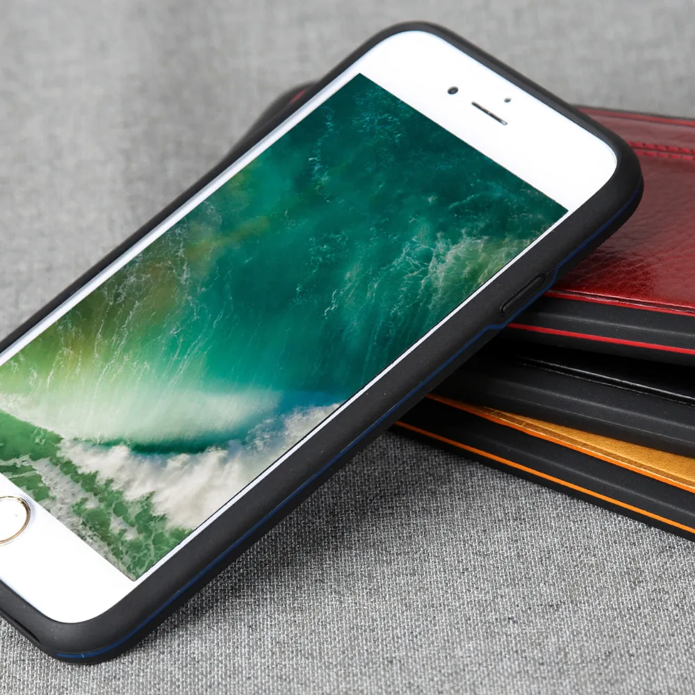 Для Apple iPhone 8 чехол 8 Plus чехол для телефона Пьер кардин роскошный Личи-узор ручной работы прошитый чехол из натуральной кожи задняя крышка