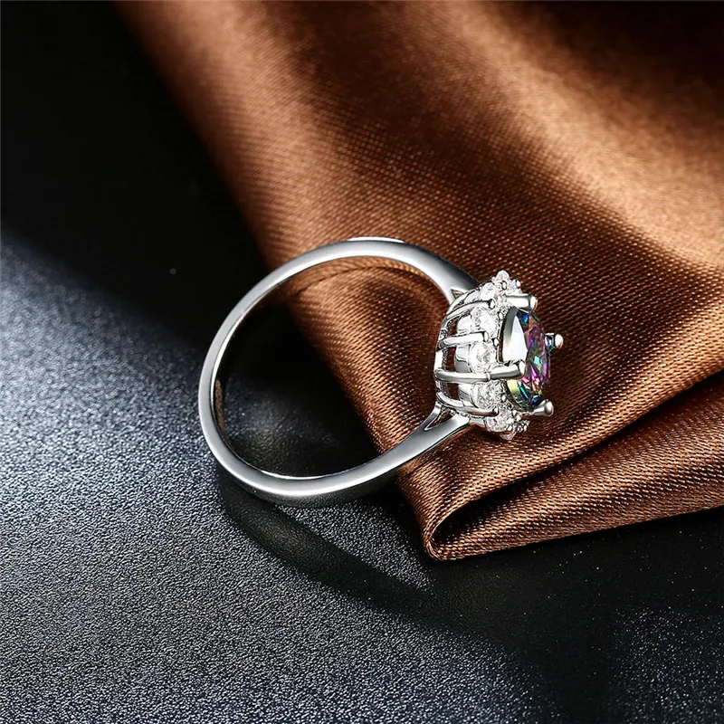 Цвет ful Круглый CZ Белый Циркон окружают белого золота Великолепная Кольцо для Для