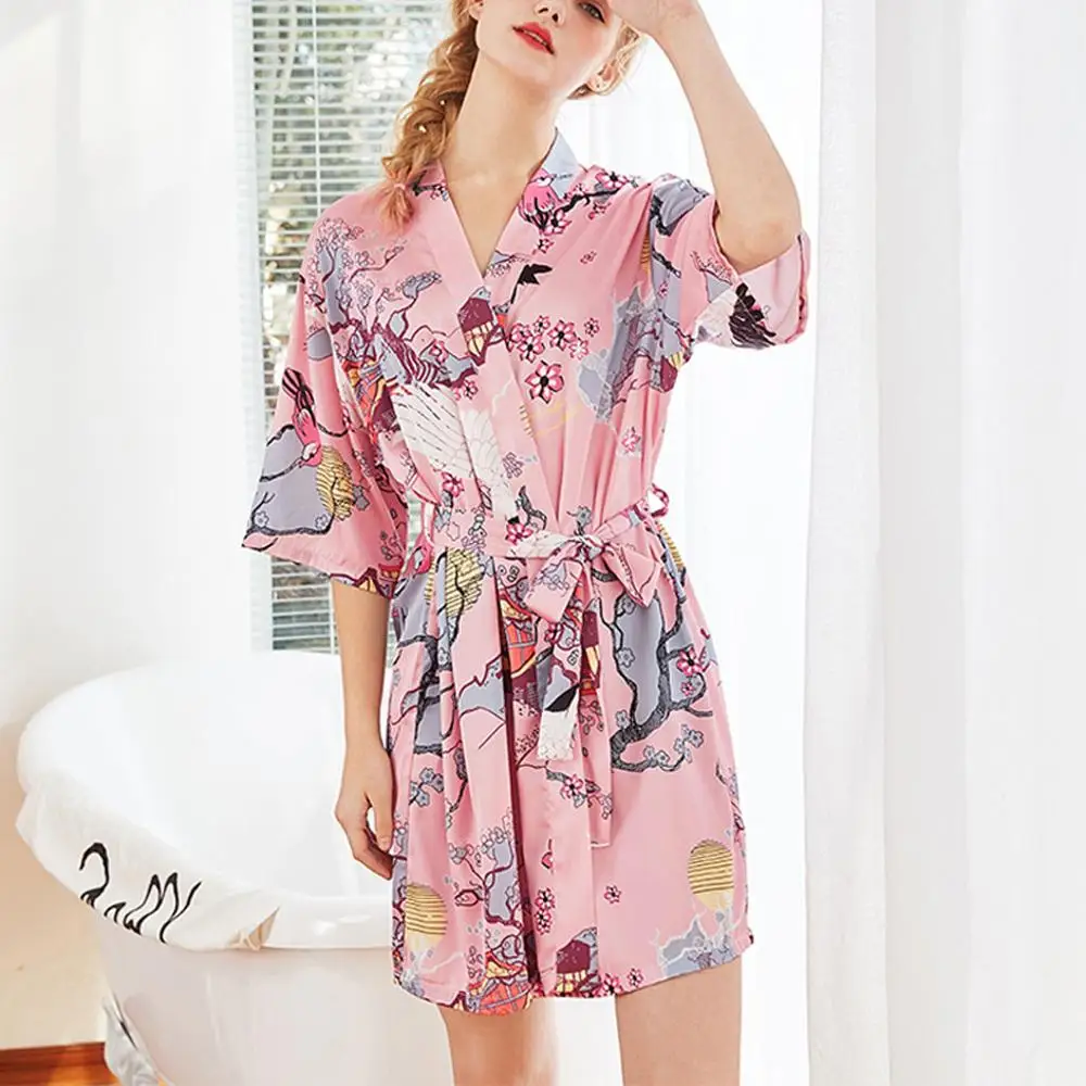 Женские атласные халаты с принтом невесты банные для свадебные кимоно одежда сна