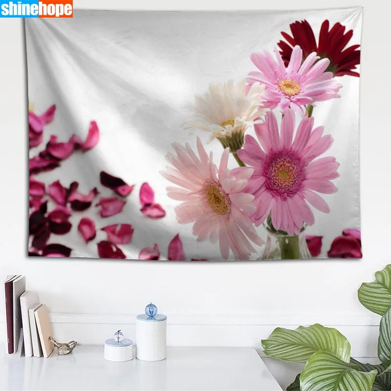 Gerbera цветы на заказ гобелен настенный гобелен Настенное подвесное одеяло спальня фермерский дом Декор богемное украшение дома - Цвет: Tapestry 1